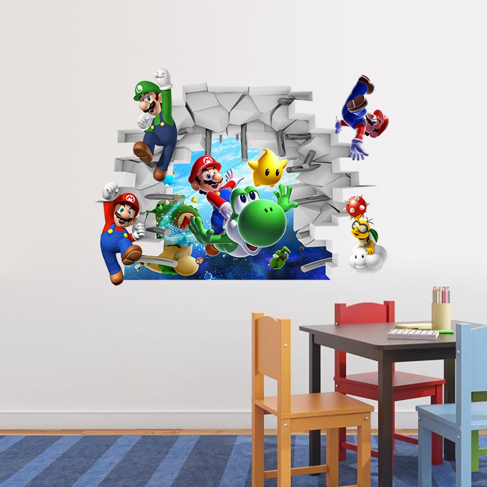 Mario Wall Sticker Children's 3D Wall Sticker Super Mary Decorative Painting