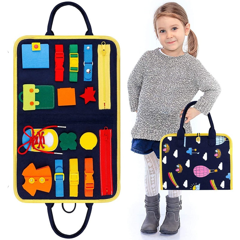 Montessori Busy Board Early Educational Toys Fine Motor Training Self-Care Ability Preschool Children Kids Sensory Education