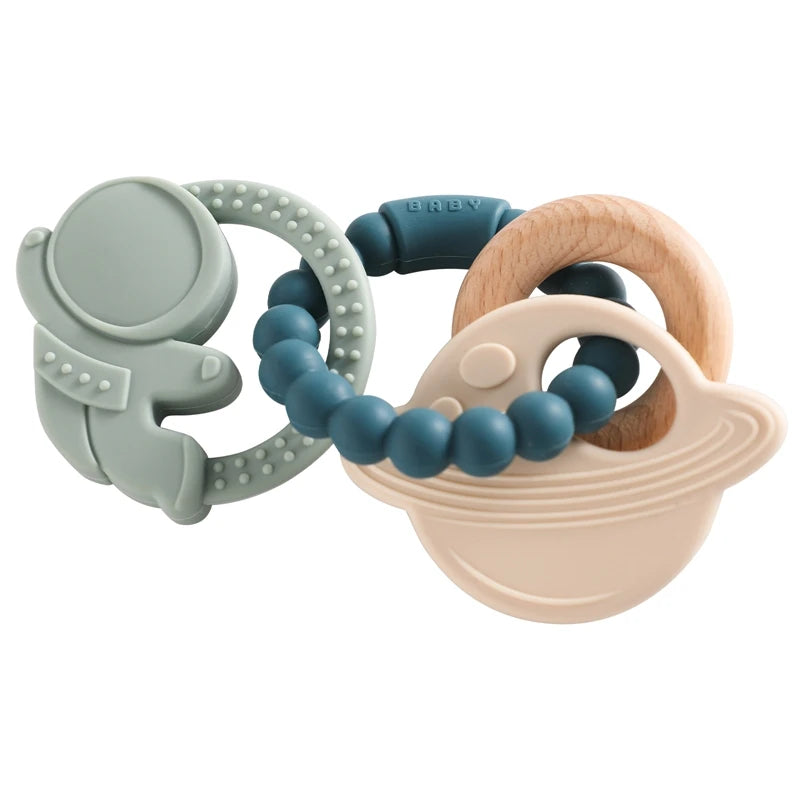 1pc Silicone Teether Food Grade Baby 0-12 Toys Teething Ring Sensory Toys for Toddlers Silicone Animal Soothing Toys Accessories
