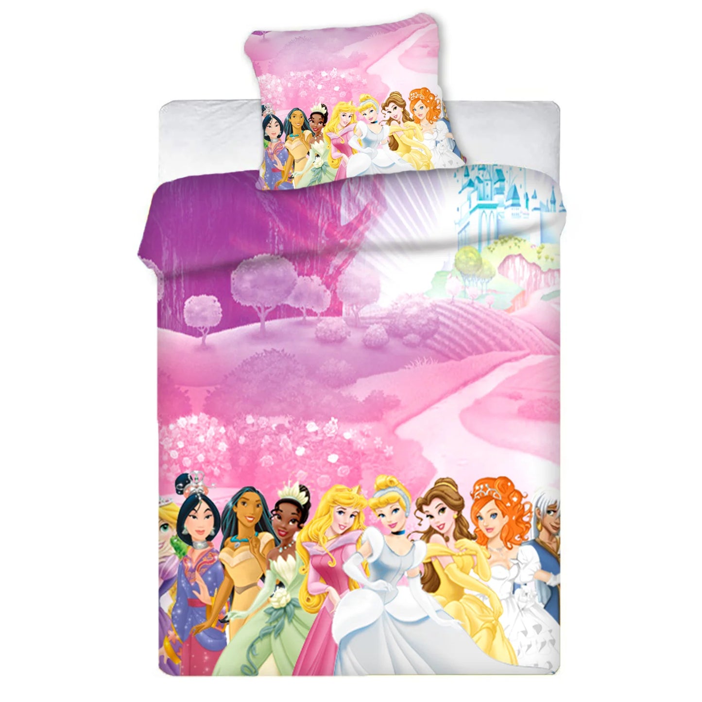 Disney Princess Series 100% Polyester Bedding Set Duvet Cover For Home 3-Piece Set 1 Quilt Cover Anime Cute Printed Cartoon