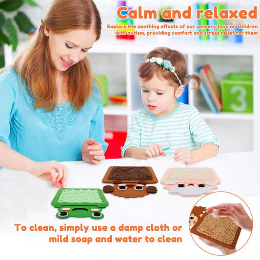 8Pcs Cartoon Animal Themed Felt Sensory Mats for Autistic Children Textured Cognition Tile Preschool Developmental Education Toy