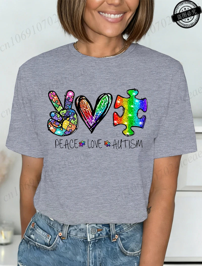 Autism Awareness T-Shirts for Women,We Wear Blue Tee Shirt,Fashion Autism Tops Graphic T-Shirts Women Short Sleeve Clothing
