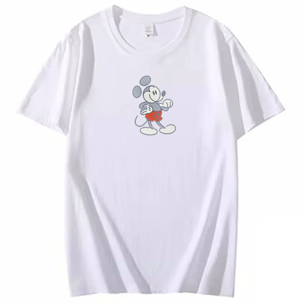 Disney Chic Women Mickey Mouse Donald Duck The Lion King SIMBA Letter Cartoon Print T-Shirt O-Neck Pullover Short Sleeve Tee Top