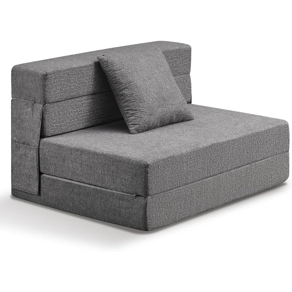 Folding Sofa Bed,6 inch Memory Foam Couch, Convertible Sleeper Chair Floor Mattress CouchPillow & Washable Cover for Living Room