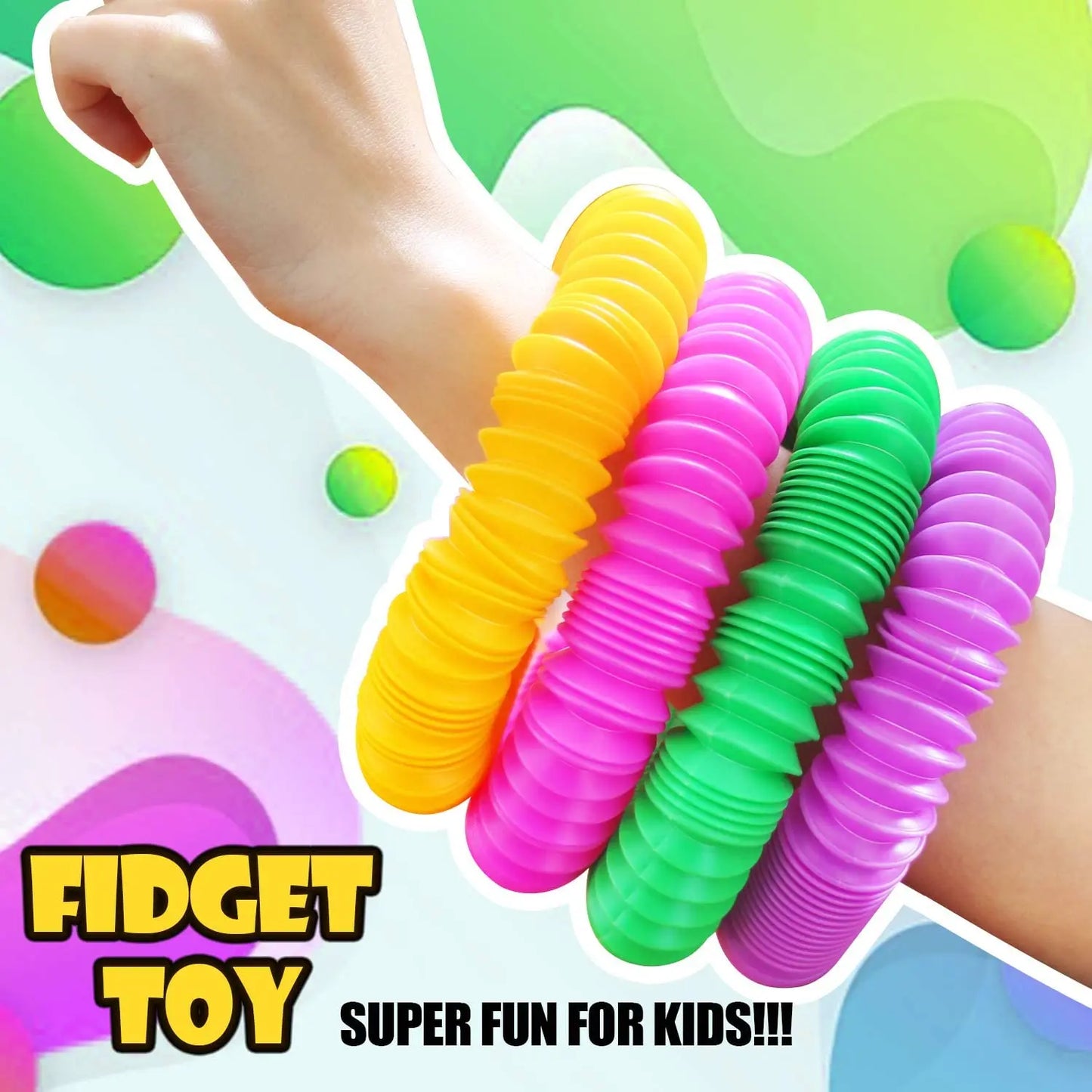 4 Pack Mini Pop Tube Sensory Fidget Toy Colorful Heavy-Duty  for Construction Building Educational Toys for Stress Autism ADHD