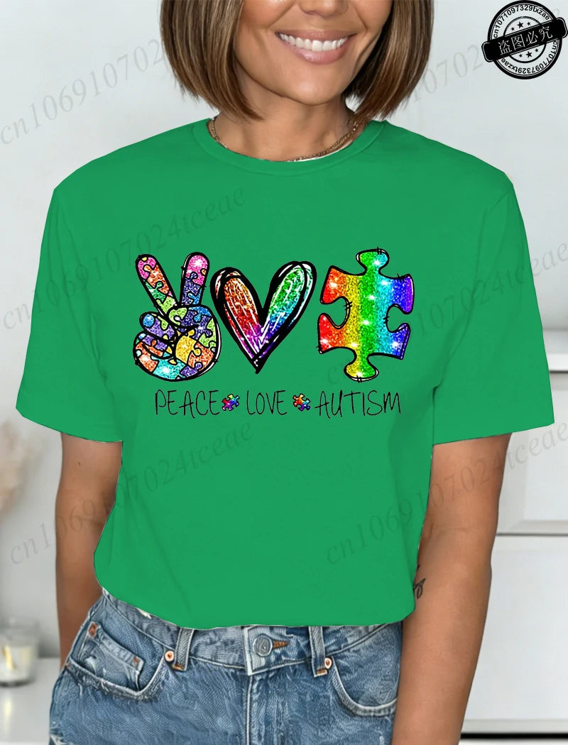 Autism Awareness T-Shirts for Women,We Wear Blue Tee Shirt,Fashion Autism Tops Graphic T-Shirts Women Short Sleeve Clothing