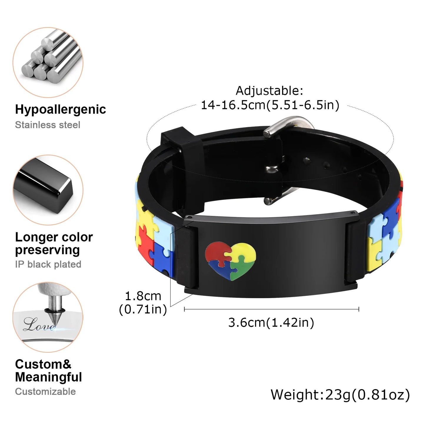 Free Personalized Autism Medical Alert ID Bracelet For Child Kids, 0-7 Years Custom Anti-lost  Bracelet Silcone Wristband