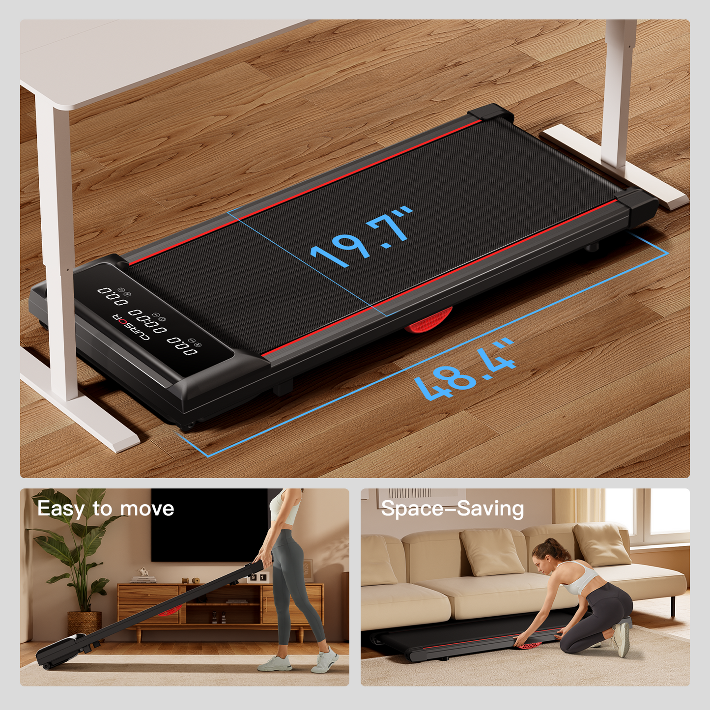 2-in-1 Walking Pad, Under  2.5 HP Ultra Quiet Brushless Motor, 265 LBS Capacity, for Home Exercise Workout