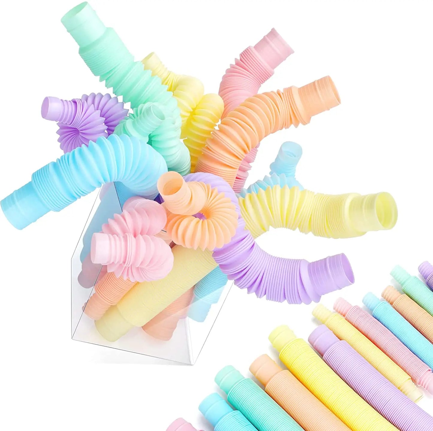 4 Pack Mini Pop Tube Sensory Fidget Toy Colorful Heavy-Duty  for Construction Building Educational Toys for Stress Autism ADHD