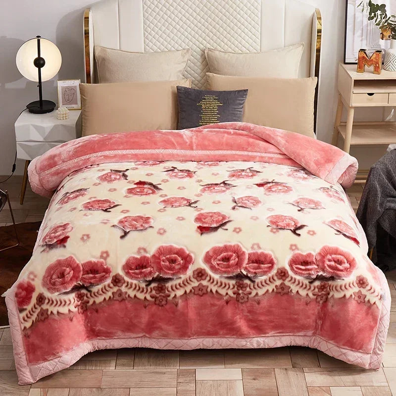 New Warm Weighted Blankets for Beds High End Thicken Warmth Raschel Blanket for Winter Autumn Double Side Plush Comforter Quilt