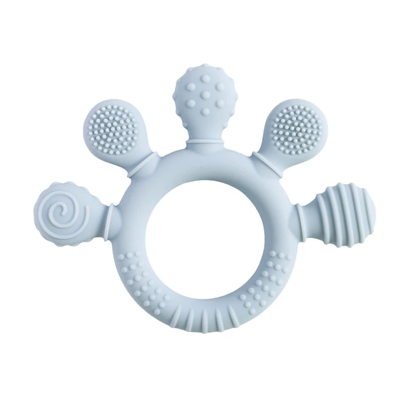 1pc Silicone Teether Food Grade Baby 0-12 Toys Teething Ring Sensory Toys for Toddlers Silicone Animal Soothing Toys Accessories