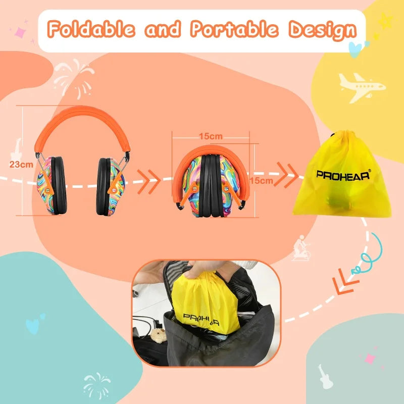 PROHEAR Kid Hearing Protectors Safety Noise Earmuffs for Children Autism Toddlers Reading Sleeping Adjustable NNR 25dB Ear Muff