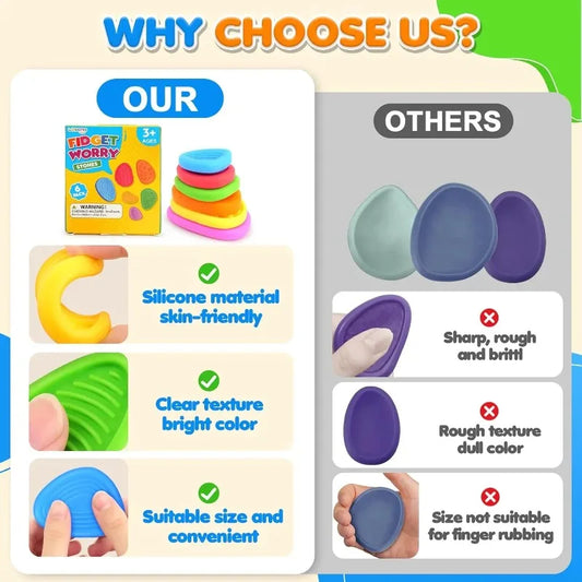 6 PCS Stress Relief Toys Sensory Stone Set Silicone Sensory Fidget Toys Anxiety Relief Suitable for Individuals with Autism