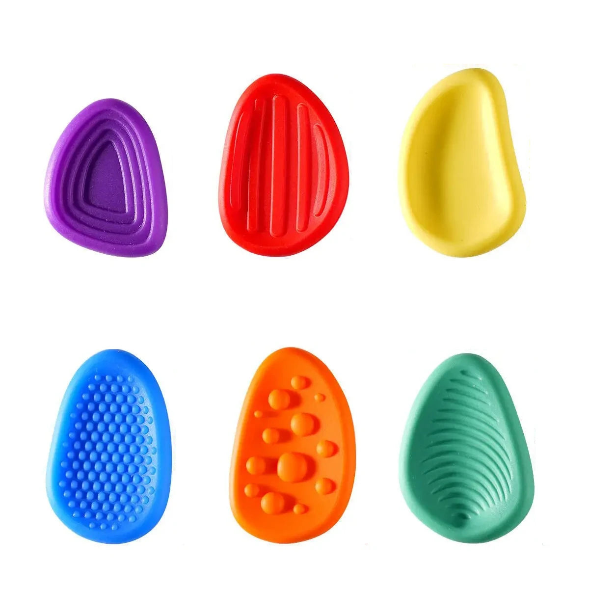 6Pcs Sensory Texture Worry Stones Soft Fun Fidget Toys Kids Adult Autism Quiet Stress Anxiety Relief Portable Handheld Gift