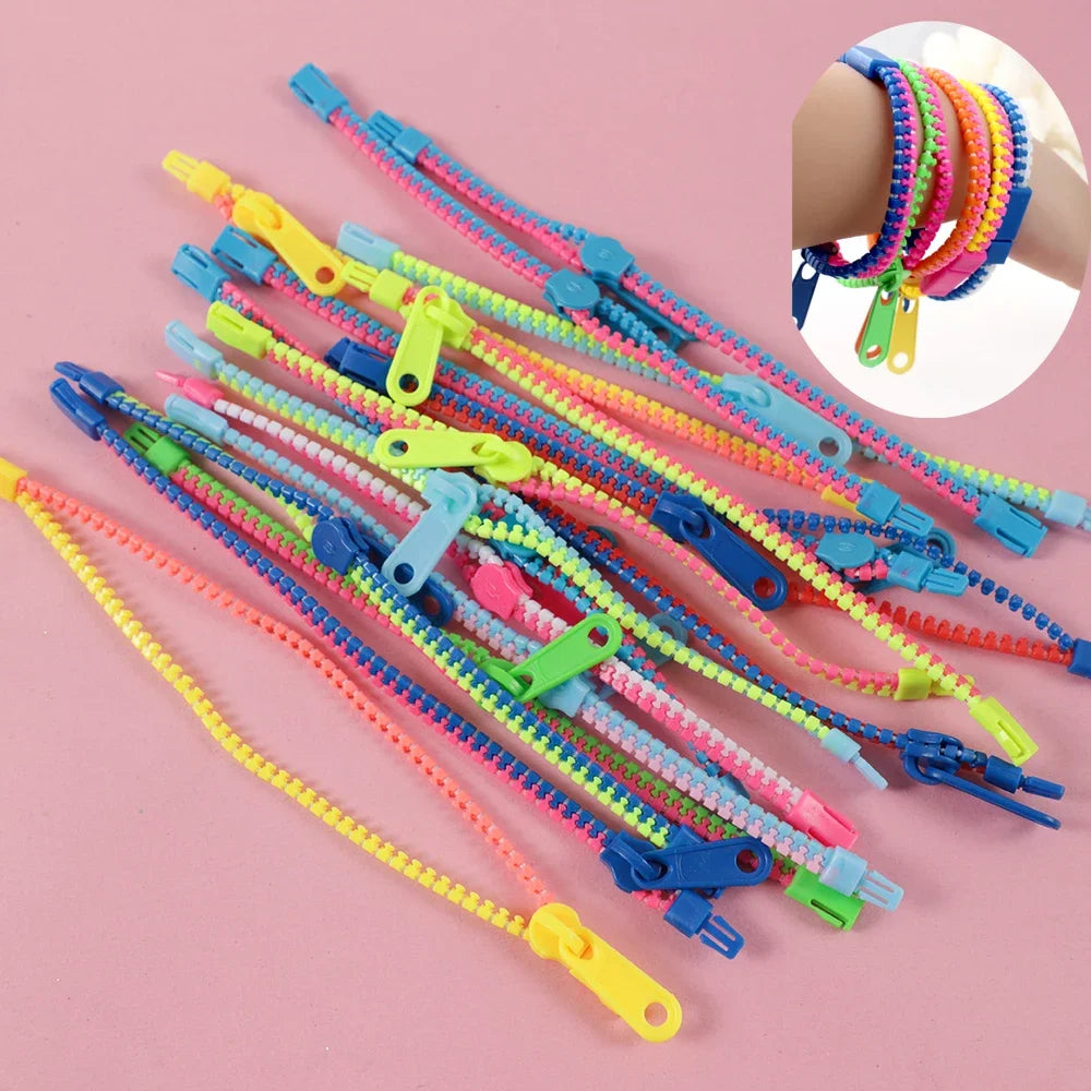 12/24 Pcs Antistress Zipper Bracelet Autism Hand Sensory Fidget Toys Party Favors for Kids Birthday Baby Shower Goodie Bags Gift
