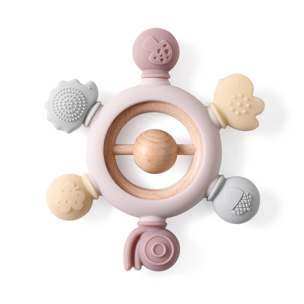 1pc Silicone Teether Food Grade Baby 0-12 Toys Teething Ring Sensory Toys for Toddlers Silicone Animal Soothing Toys Accessories