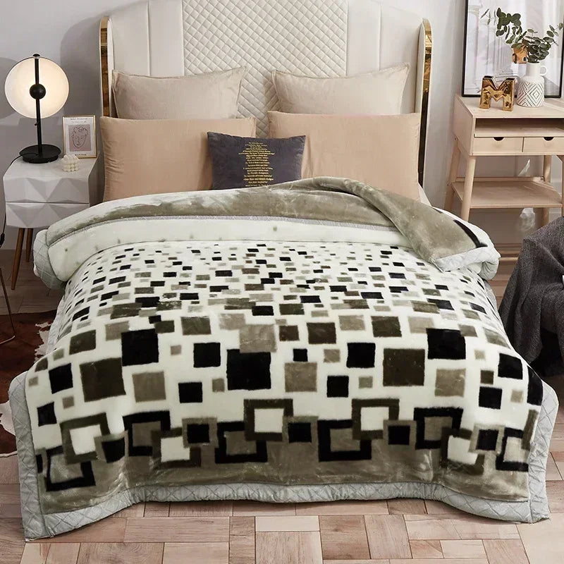 New Warm Weighted Blankets for Beds High End Thicken Warmth Raschel Blanket for Winter Autumn Double Side Plush Comforter Quilt