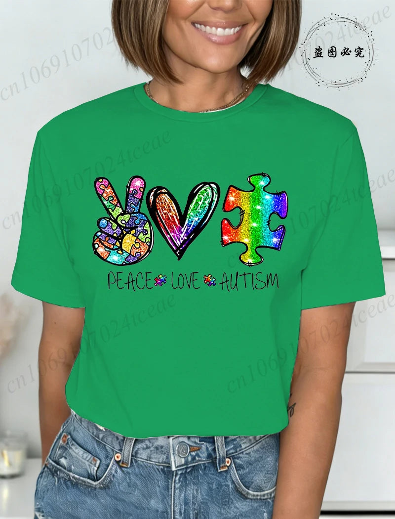 Autism Awareness T-Shirts for Women,We Wear Blue Tee Shirt,Fashion Autism Tops Graphic T-Shirts Women Short Sleeve Clothing