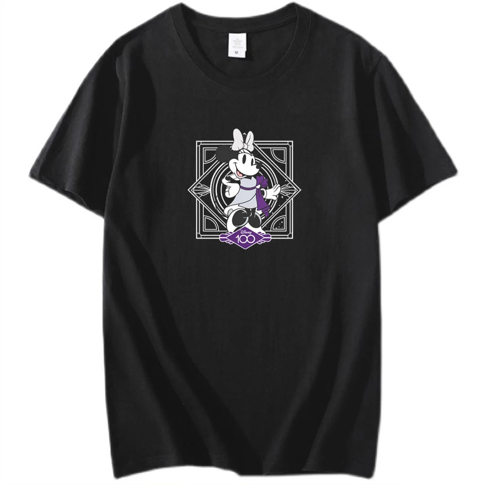 Disney Chic Women Mickey Mouse Donald Duck The Lion King SIMBA Letter Cartoon Print T-Shirt O-Neck Pullover Short Sleeve Tee Top