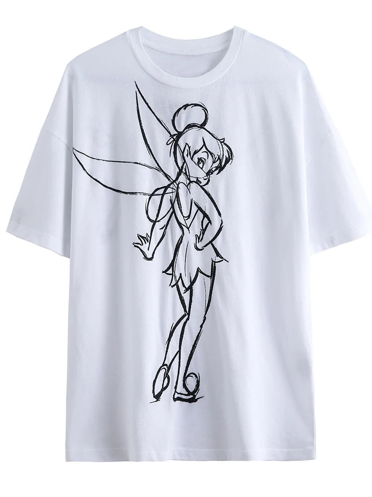 Disney Chic Women Mickey Mouse Donald Duck The Lion King SIMBA Letter Cartoon Print T-Shirt O-Neck Pullover Short Sleeve Tee Top