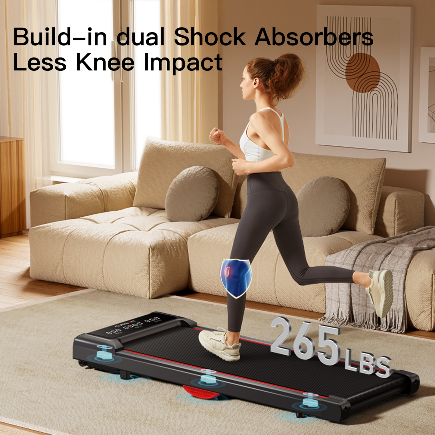2-in-1 Walking Pad, Under  2.5 HP Ultra Quiet Brushless Motor, 265 LBS Capacity, for Home Exercise Workout