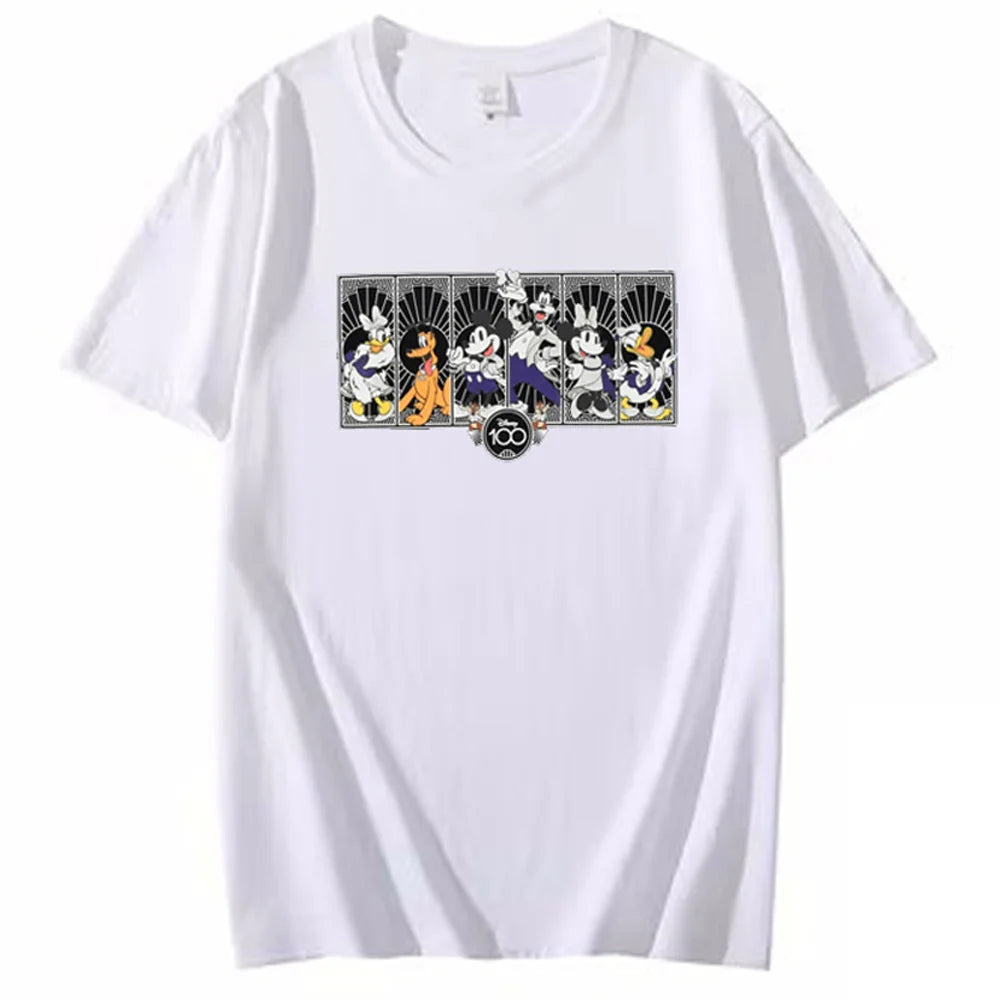 Disney Chic Women Mickey Mouse Donald Duck The Lion King SIMBA Letter Cartoon Print T-Shirt O-Neck Pullover Short Sleeve Tee Top