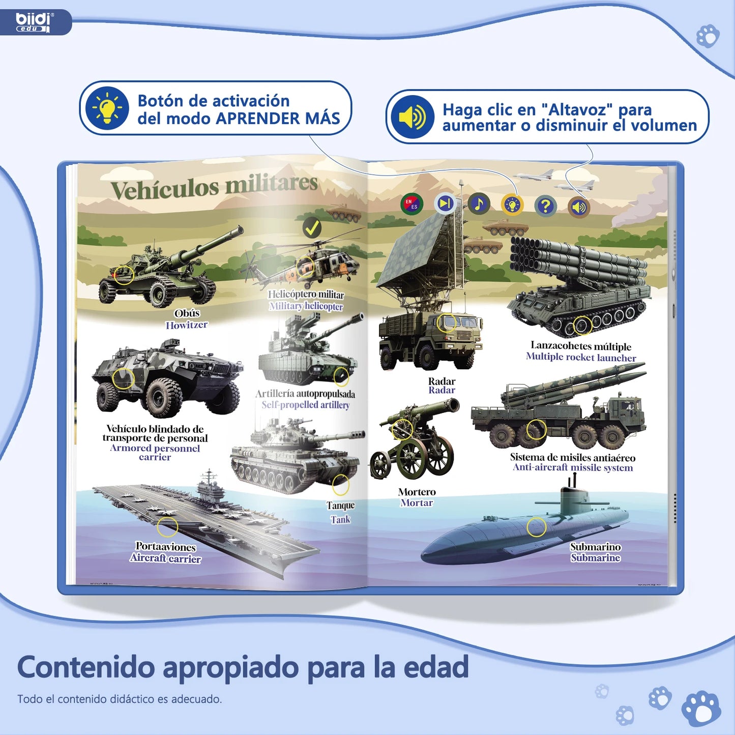 Bilingual Audio Book – Spanish + English Children's Interactive Book Toys for Children with Autism  Interactive Learning Book 0+
