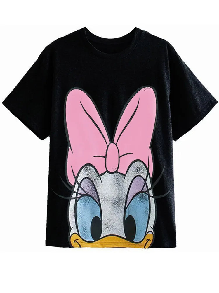 Disney Chic Women Mickey Mouse Donald Duck The Lion King SIMBA Letter Cartoon Print T-Shirt O-Neck Pullover Short Sleeve Tee Top