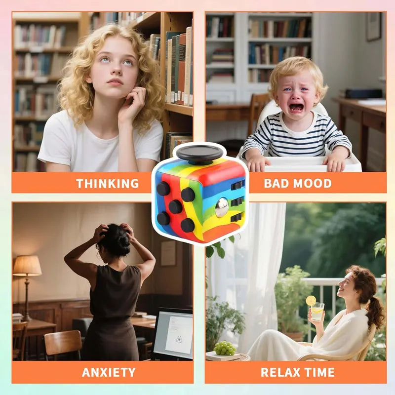 Fidget Cube Antistress Toy 8 Models 3.4cm 40g Hand Spinner Decompression Tool for Autism ADHD Anxiety Stress Relief Kids Adults