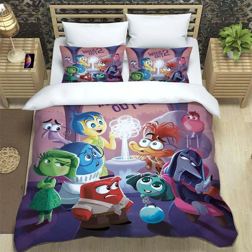 Boy Girl Duvet Cover Cartoon Gift Disney Inside Out Duvet Cover Pillow Cover Bedding Set Furniture Room Bedroom Decor Kit Large