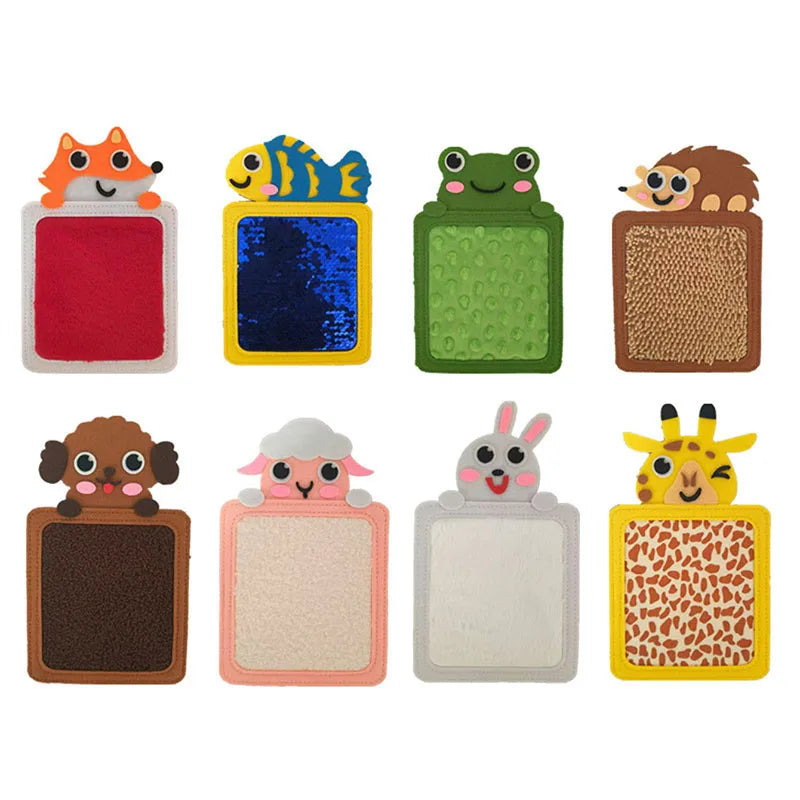 8Pcs Cartoon Animal Themed Felt Sensory Mats for Autistic Children Textured Cognition Tile Preschool Developmental Education Toy