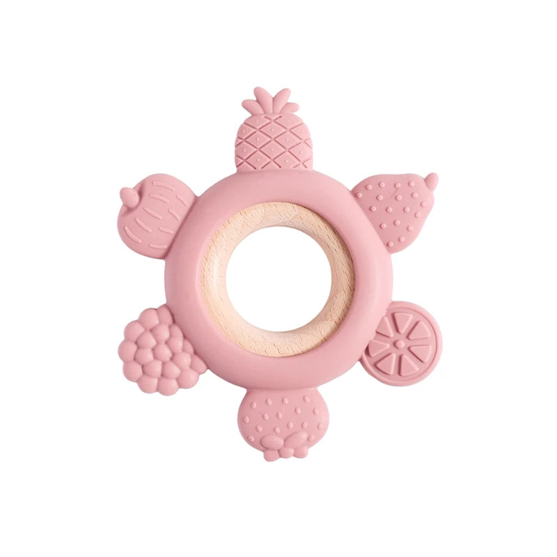 1pc Silicone Teether Food Grade Baby 0-12 Toys Teething Ring Sensory Toys for Toddlers Silicone Animal Soothing Toys Accessories