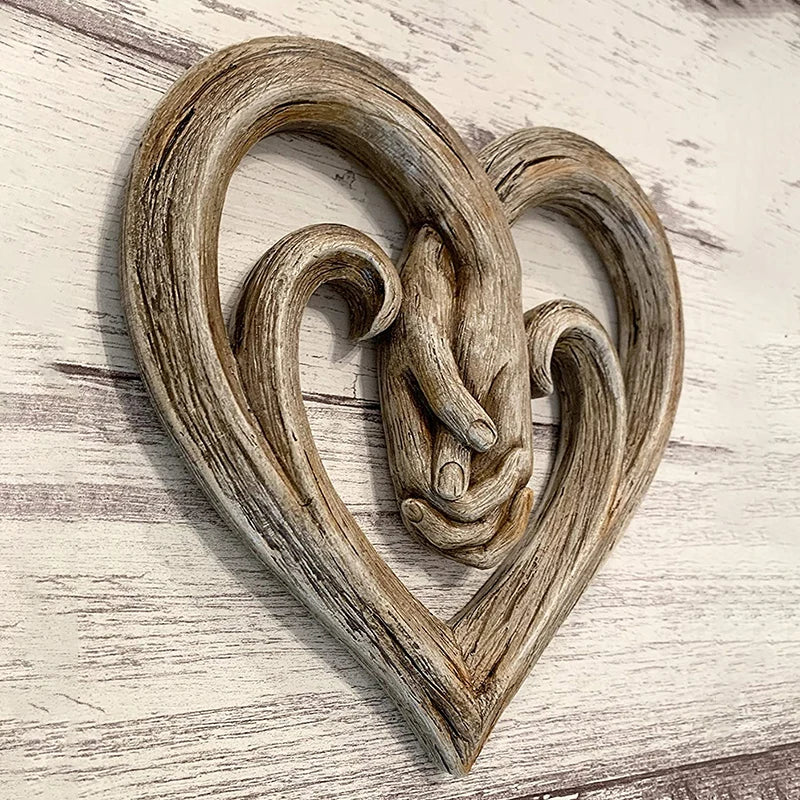 Forever Love Holding Hands Decorative Art Wood Finish Forever Love Ornaments For Living Room Home Decor