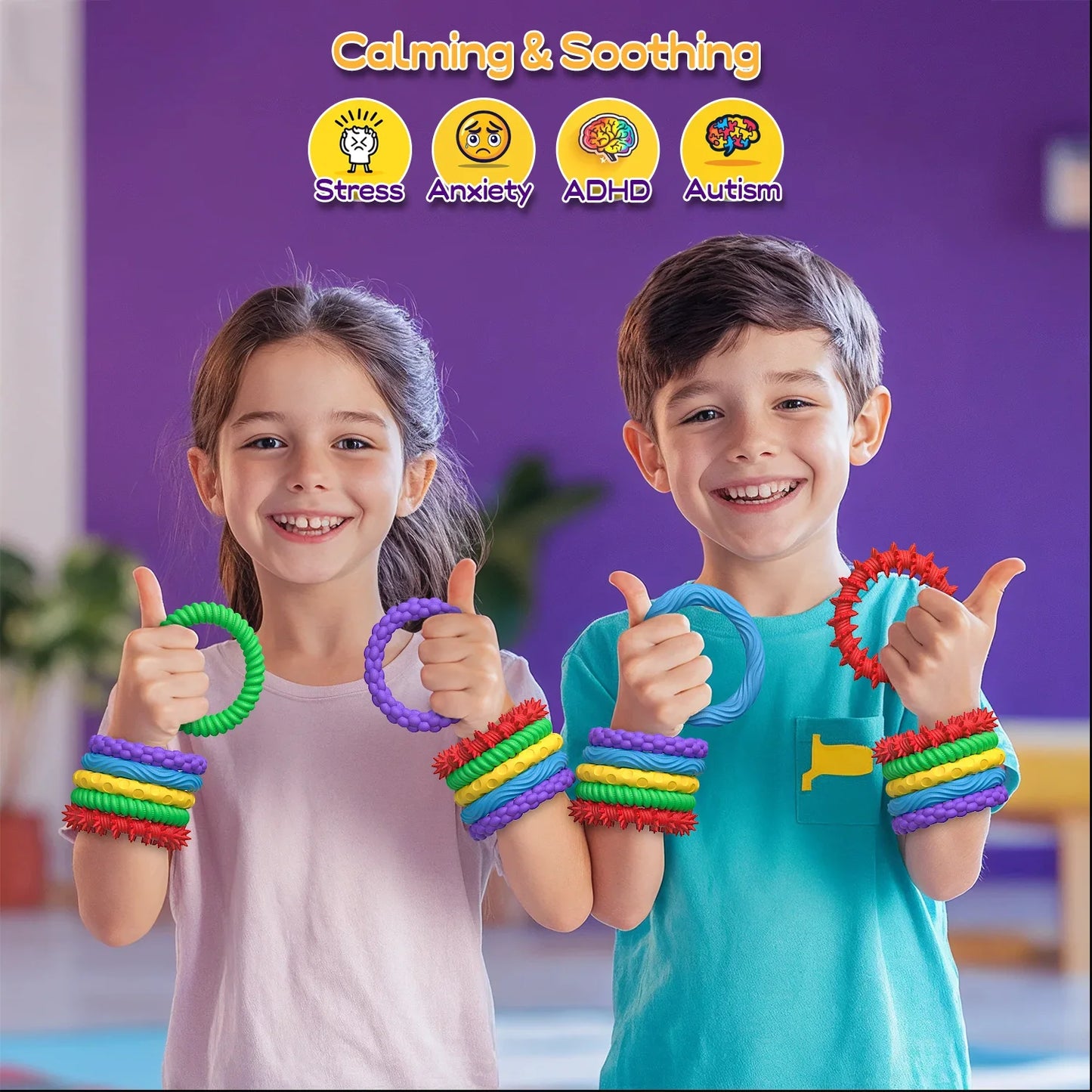 Sensory Bracelet EDC Fidgeting Antistress Anxiety Fidget Ring Anti Stress Relief Toy for Kids Children Autism ADHD Toys New 2025