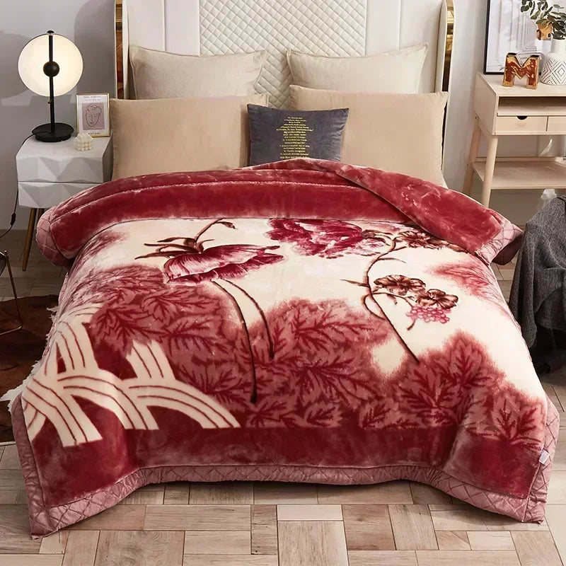 New Warm Weighted Blankets for Beds High End Thicken Warmth Raschel Blanket for Winter Autumn Double Side Plush Comforter Quilt