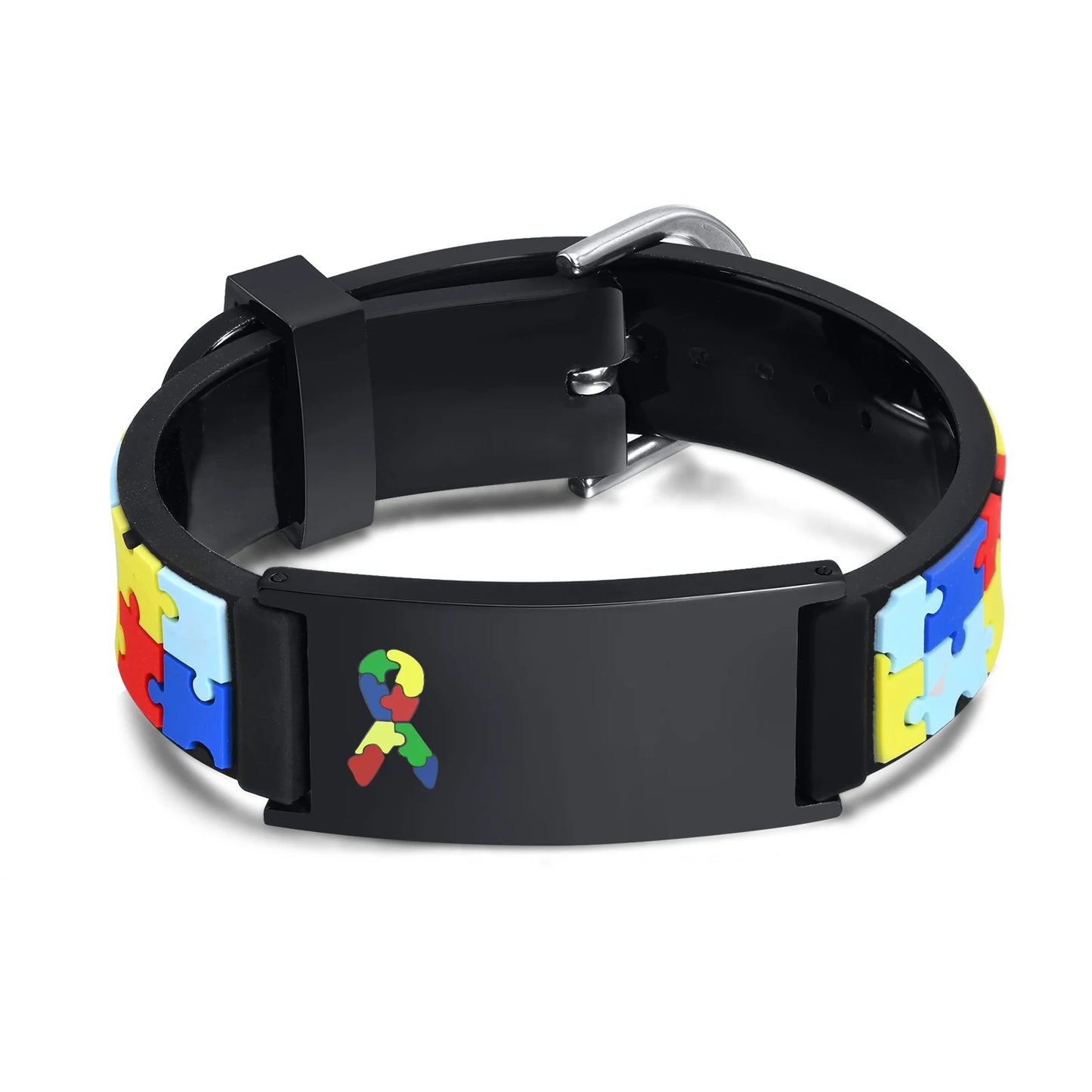 Personalized Autism Aspergers Bracelet for Little Boy Girl , Engraved Medical Alert ID Adjustable Silicon Bracelet Engraved Gift
