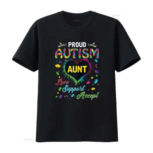 Proud Autism Aunt Love Support Accept Help Awareness T Shirt vintage Washed fashion Stretched Unisex Stylish Breathable