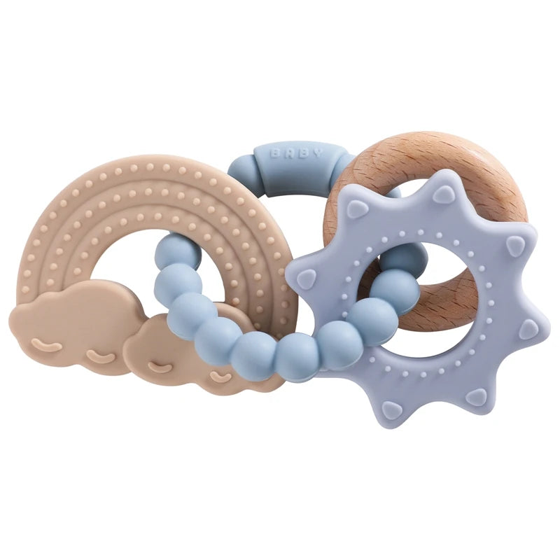 1pc Silicone Teether Food Grade Baby 0-12 Toys Teething Ring Sensory Toys for Toddlers Silicone Animal Soothing Toys Accessories