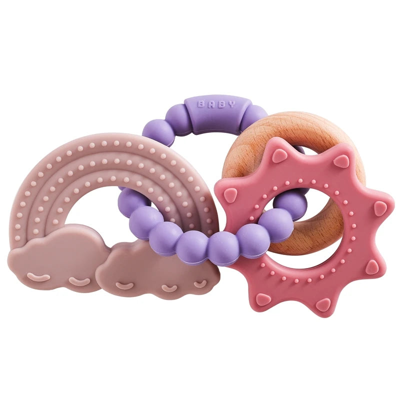 1pc Silicone Teether Food Grade Baby 0-12 Toys Teething Ring Sensory Toys for Toddlers Silicone Animal Soothing Toys Accessories