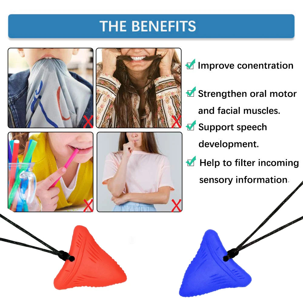 Sensory Chew Necklaces for Kids with Teething, ADHD, Autism, Biting Needs, Oral Motor Chewy Teether, Silicone chewlery