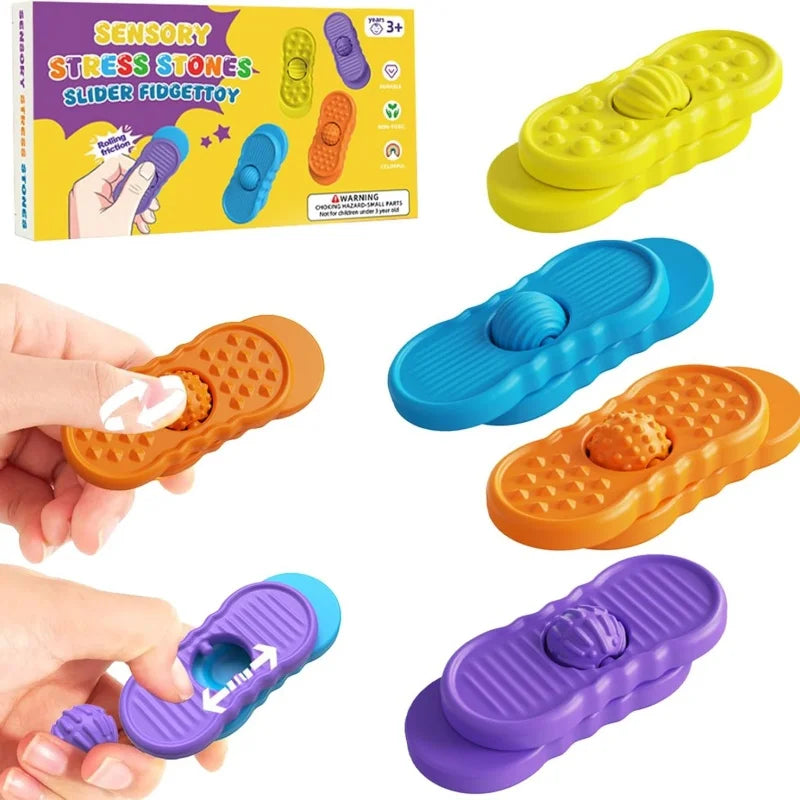 4pcs Sensory Fidget Toy Kids Adults Silicone Calming Figette Toy For ADHD Autism Pressure Reducing Plate Office Gifts
