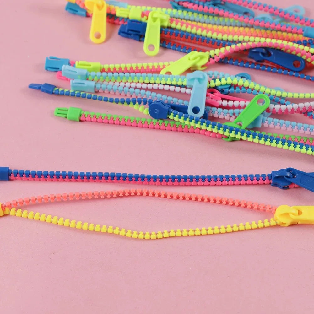 12/24 Pcs Antistress Zipper Bracelet Autism Hand Sensory Fidget Toys Party Favors for Kids Birthday Baby Shower Goodie Bags Gift