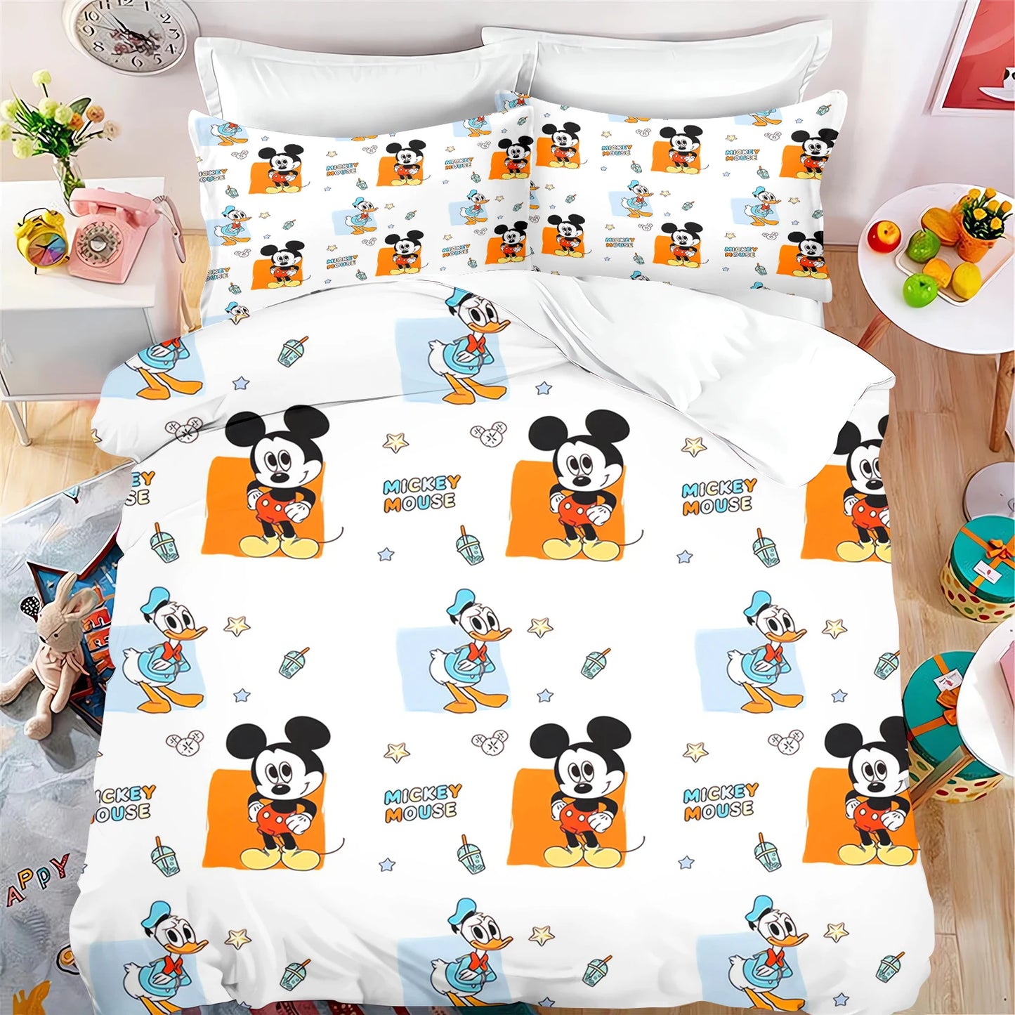Disney Home Mickey Duvet Cover Forest 100% Polyester Adult Kids Baby Bedroom Gift Anime Model 2/3pcs Bedding Set