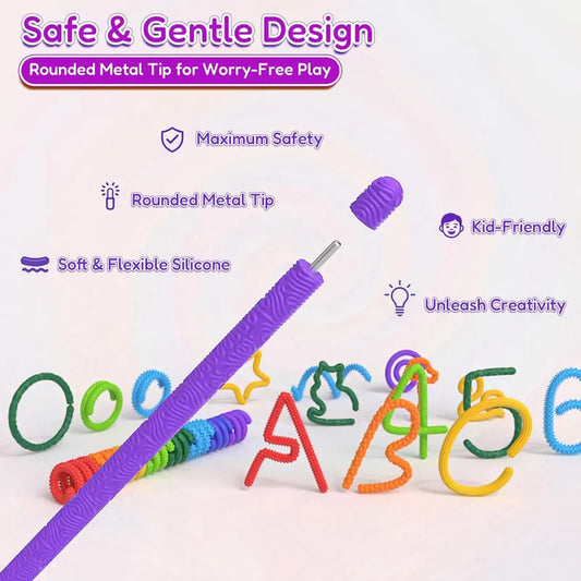 8 Pcs Silicone Twist Sensory Sticks Fidget Toys Set Vibrant Anxiety Relief Toys for Stress Relief Focus ADHD & Autism