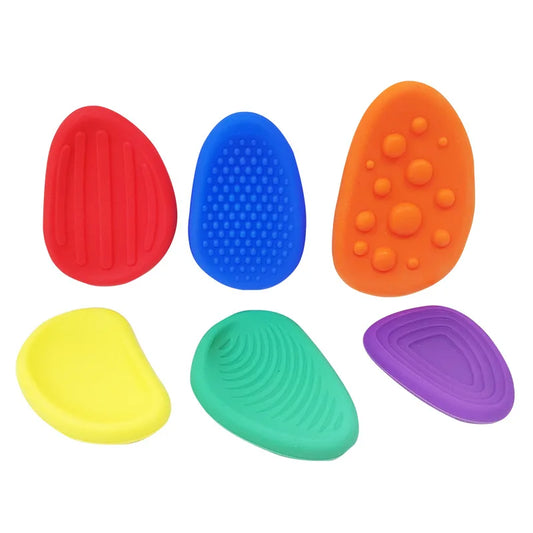 6Pcs Sensory Texture Worry Stones Soft Fun Fidget Toys Kids Adult Autism Quiet Stress Anxiety Relief Portable Handheld Gift