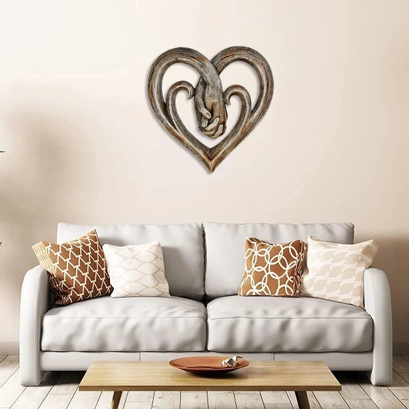 Forever Love Holding Hands Decorative Art Wood Finish Forever Love Ornaments For Living Room Home Decor