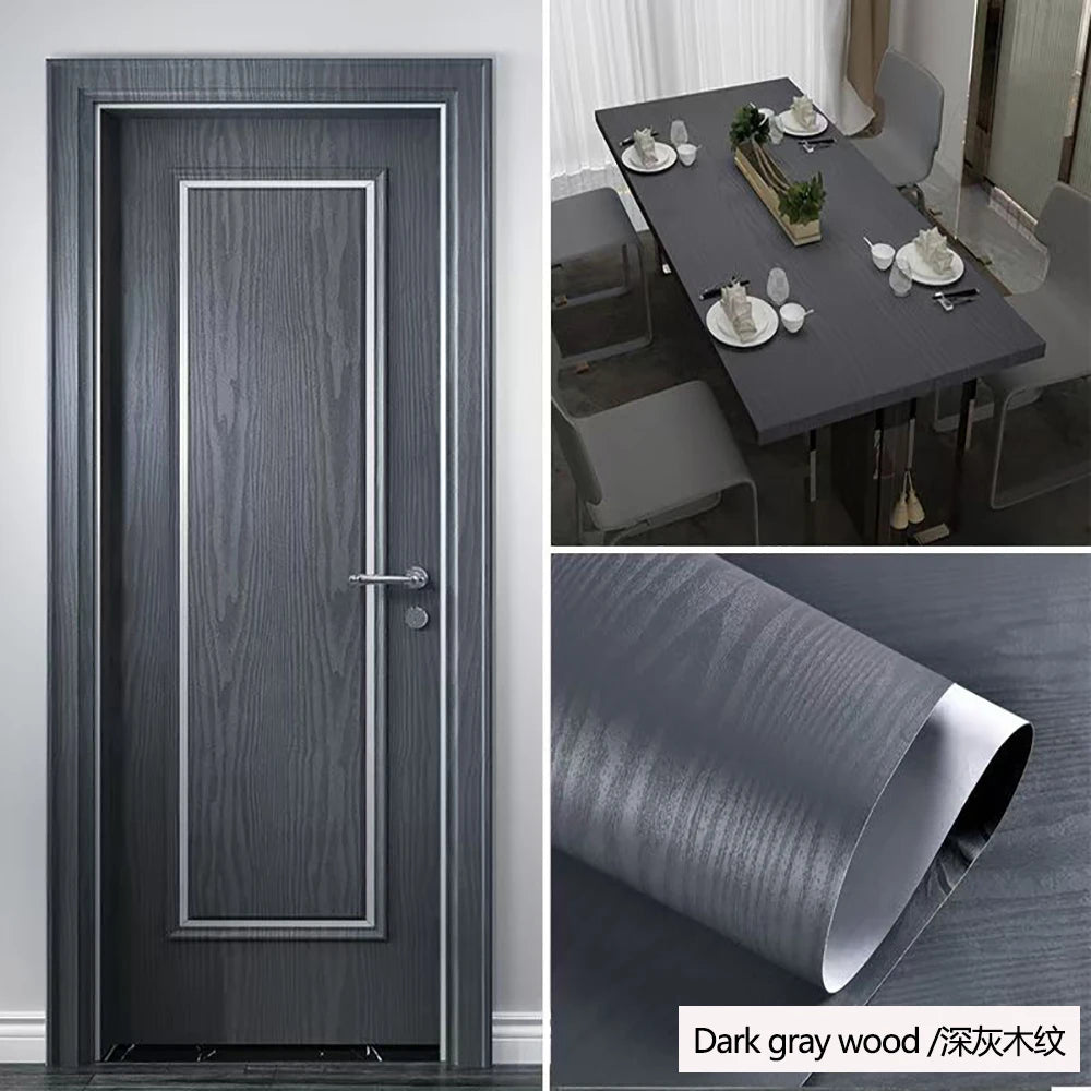 Waterproof Wood Vinyl Wallpaper Self Adhesive wallpapers Doors Cabinet Desktop Modern Furniture Decorative wall Paper