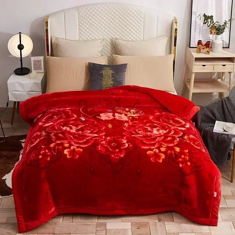 New Warm Weighted Blankets for Beds High End Thicken Warmth Raschel Blanket for Winter Autumn Double Side Plush Comforter Quilt