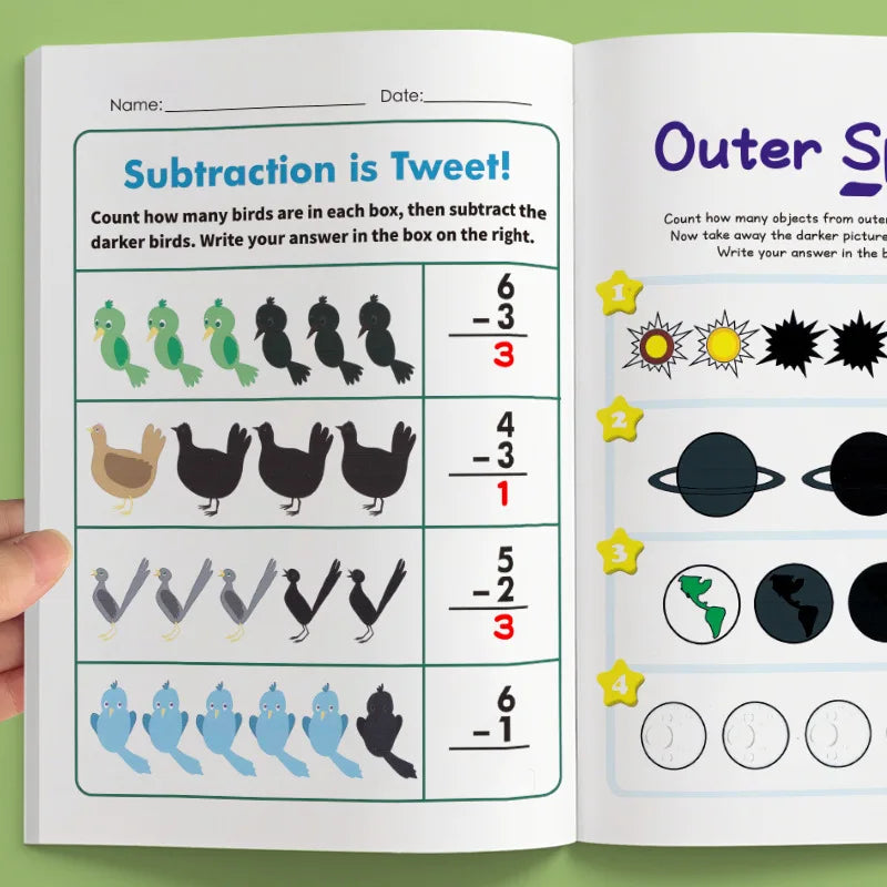 Addition Subtraction Within 10, Children's Math Workbook 64 Pages, Mental Arithmetic Fun Math Interactive Exercises Problem Book