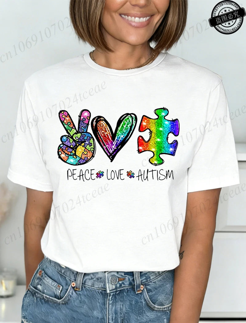 Autism Awareness T-Shirts for Women,We Wear Blue Tee Shirt,Fashion Autism Tops Graphic T-Shirts Women Short Sleeve Clothing